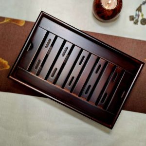 Чабань бамбуков прямокутна темна 28х18х6см №1