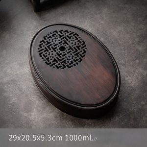 Чабань овальна бамбукова, темна з колом 20,5х29см №1