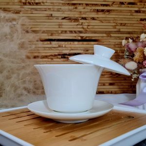 Гайвань порцелянова 150мл з лівітуючею кришкою, біла Sancai№3