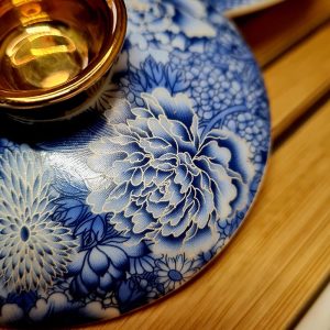 Гайвань порцелянова 150мл з лівітуючею кришкою, блакитна Sancai№5