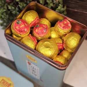 Чай Сяо Цин Ган – Шу Пуер 500г 2025року у зеленому мандарині у жестяній коробці №9