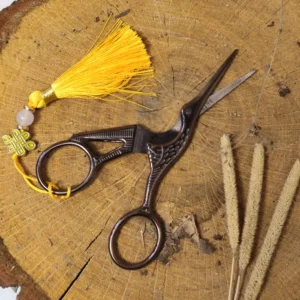 Японські вінтажні ножиці для чаю Лелека, мідь №1