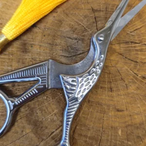 Японські вінтажні ножиці для чаю Лелека, срібло №2