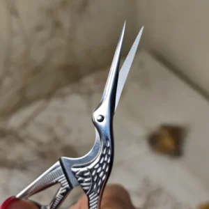 Японські вінтажні ножиці для чаю Лелека, срібло №3