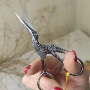 Японські вінтажні ножиці для чаю Лелека, срібло №4