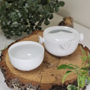 Набір кейс яйце одинокий воїн заварник 120мл та піала 100мл, білий чистий сніг №2