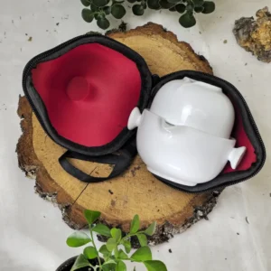 Набір кейс яйце одинокий воїн заварник 120мл та піала 100мл, білий чистий сніг №8