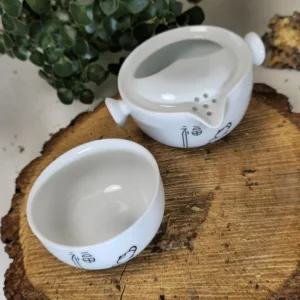 Набір кейс яйце одинокий воїн заварник 120мл та піала 100мл, чайна крапля щастя №5