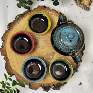 Набір барвисті моменти, чайник 150мл та 4 піали по 40мл, синя коробка №2