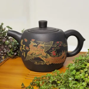 Чайник 500мл з Ісинської глини фенікс та дракон, темний №1