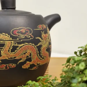 Чайник 500мл з Ісинської глини фенікс та дракон, темний №4