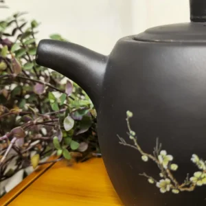 Чайник 500мл з Ісинської глини Птах на гілці, темний №3