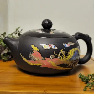 Чайник Сі Ши 425мл з Ісинської глини Фенікс та дракон, малюнок що змінює колір №10