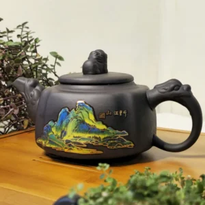 Чайник 300мл Ісинська глина ріки та гори, малюнок що змінює колір №10