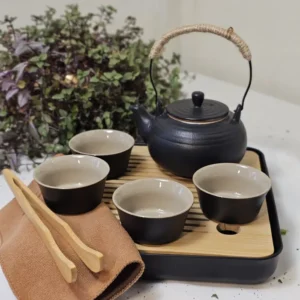 Набір квадрат чайник 225мл та 4 піали по 40мл капучіновий №4