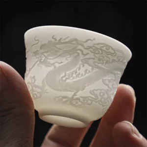 Піала порцелянова різьблена 50мл, дракон №3