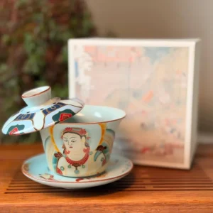 Гайвань порцелянова 150мл з левітуючею кришкою, Жриця Вічного Вогню Sancai у подарунковій коробці №1