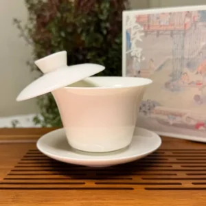 Гайвань порцелянова 150мл з левітуючею кришкою, біла Sancai у подарунковій коробці №2