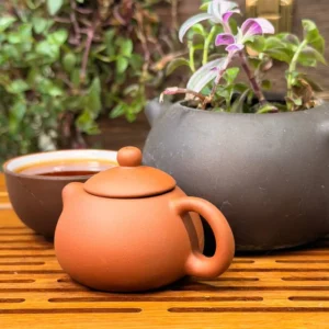 Чайна фігурка мікрочайник 22мл з Ісинської глини, світлий низький №4