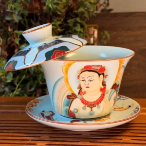 Гайвань порцелянова 150мл з левітуючею кришкою, Жриця Вічного Вогню Sancai у подарунковій коробці №8