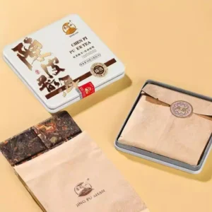 Чай Шу Пуер 30г 2025року з цедрою мандарина від Jingfu Shan у залізному футлярі №3