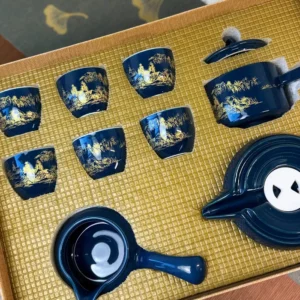 Набір для чайної церемонії шивалінгам золотий пейзаж Сходу, 6 піал №11